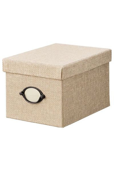 IKEA KVARNVIK Storage Box with Lid, Beige, 18x25x15 cm – Perfect for Organizing | IKEA