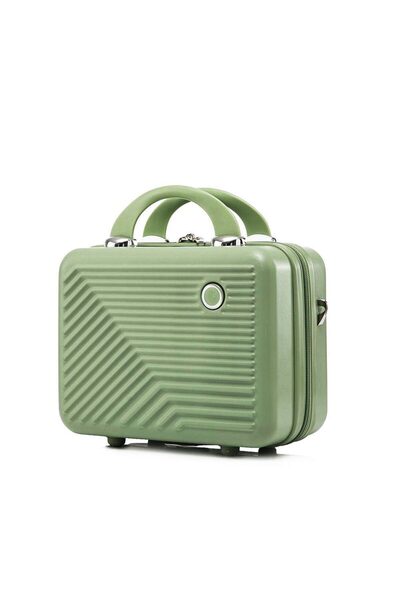 Quasar & Co. Set Troler Cabina Cu Geanta Cosmetice, troller Meta, bagaj de mana, 55x39x23cm, cifru,4 Roti, Verde