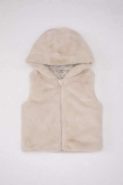 DeFacto Plush Hooded Vest for Baby Girl - A3057A524Au