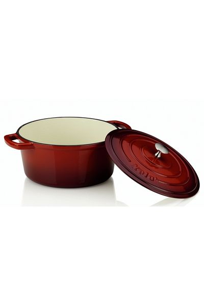 KELA Keck Lang Cast iron baking tray with lid CALIDO 26 cm red