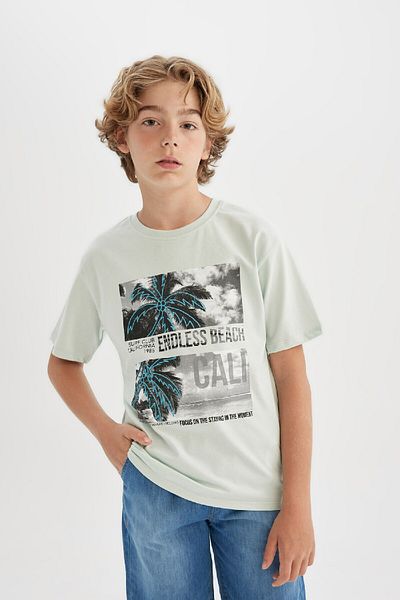 DeFacto Tricou cu mânecă scurtă imprimat cu decolteu turn pentru băiat C3329a824sm