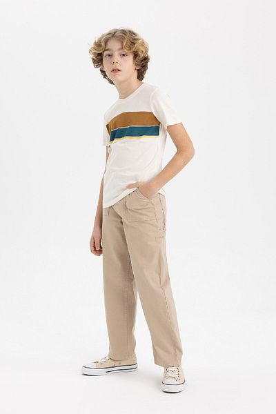 DeFacto Boy's Crew Neck Striped Short Sleeve T-Shirt Z9231a624sm