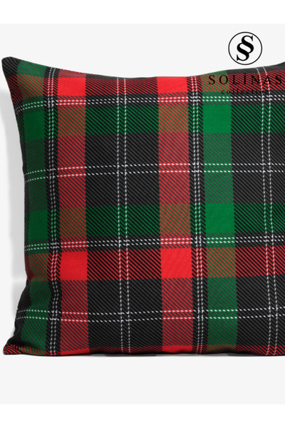 Solinas Collection Yılbaşı Ekose Desen Kırmızı – Yeşil Kare Kırlent Kılıfı