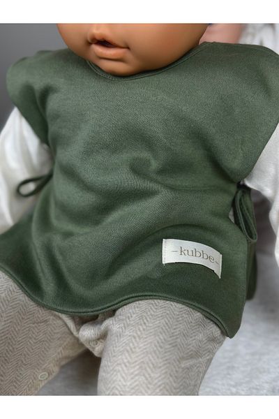 kubbe Green Cotton Food and Drool Bib |   Modern Design, High Absorbency and Easy Dressing System