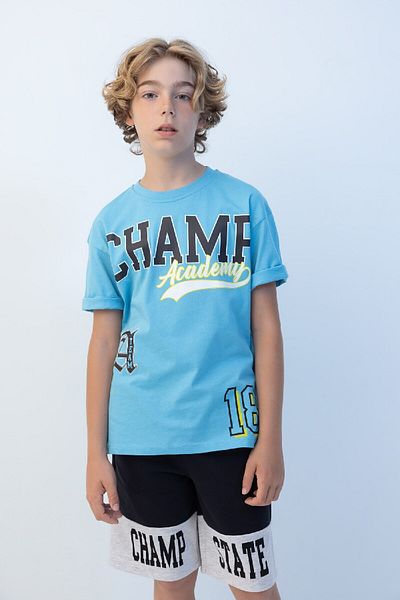 DeFacto Tricou cu mânecă scurtă imprimat cu mânecă scurtă, cu croiala largă, pentru băiat C3899a824hs