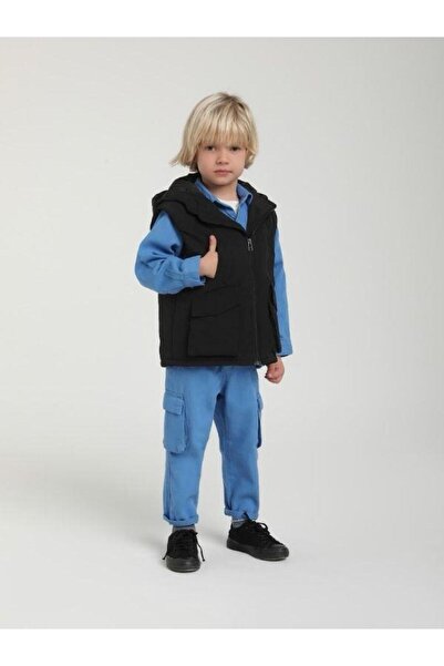 Zekids Jachetă cu glugă pentru băiat cu buzunare