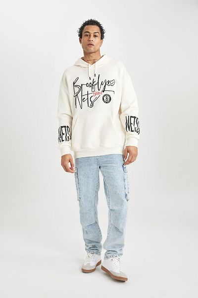 DeFacto Φούτερ Brooklyn Nets Oversize με κουκούλα και τσέπη - A4113ax24sp