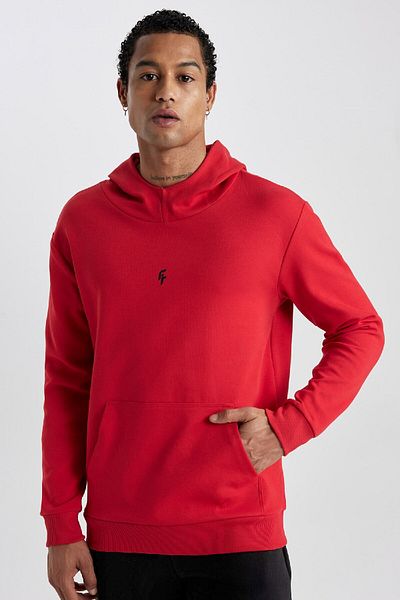 DeFacto Fit Standard Fit Hooded Skuba Diver Fabric Pocket Athlete Sweatshirt C2310Ax24Sp