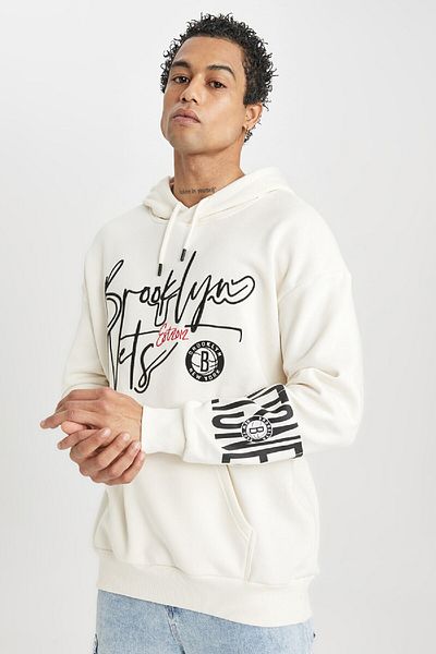 DeFacto Φούτερ Brooklyn Nets Oversize με κουκούλα και τσέπη - A4113ax24sp