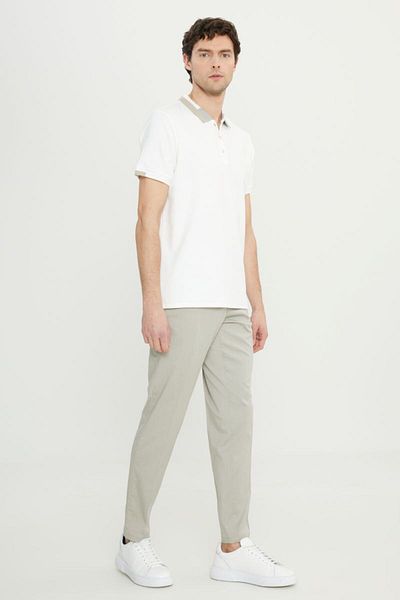 ALTINYILDIZ CLASSICS Βαμβακερό Slim Fit Slim Fit Polo γιακά ελαστικό λευκό μπλουζάκι COE091252324