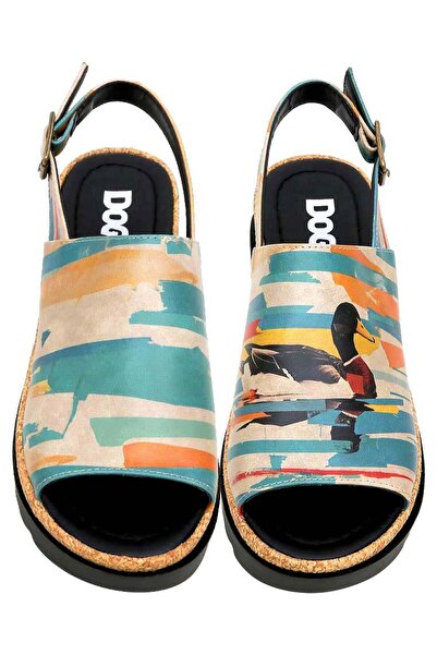 Dogo Kadın Vegan Deri Çok Renkli Kalın Taban Sandalet - Goose Bumps Tasarım