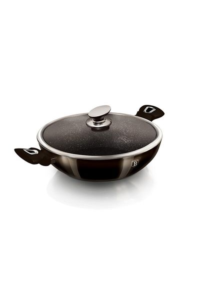 Berlinger WOK pan with lid with marble surface 30 cm Shiny Black Edition