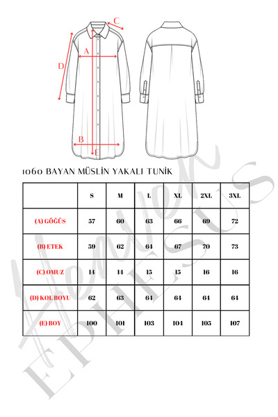 TCT TEKSTİL Muslin Cotton Collared Tunic - 1060
