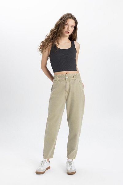 DeFacto Paperbag-Jeans mit hoher Taille, knöchellang, leicht, gerades Bein, B8225ax24sp