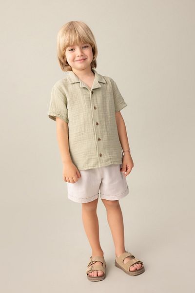 DeFacto Baby Boy Apache Collar Muslin Short Sleeve Shirt C3432A524SM