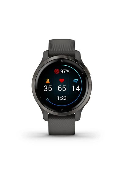 Garmin VENU 2S, SLATE STAINLESS STEEL BEZEL WITH GRAPHITE CASE AND SILICONE BAND