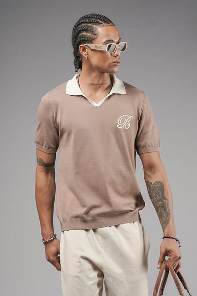 king brich Πλεκτό μπλουζάκι Polo Neck Raglan Sleeve Regular Fit