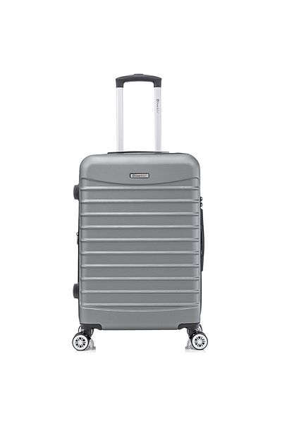 Quasar & Co. Troler Mediu Extensibil, Troller Line,66x41x26-31cm, Bagaj De Cala, Geamantan 4 Roti,cifru,argintiu