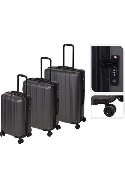 Excellent Houseware Valistă de călătorie pe roți set de 3 PROWORLD gri închis
