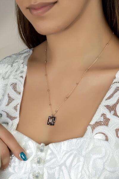 Swarovski Union Crystal Kadın Black Dıamond Rose Gümüş Kolye