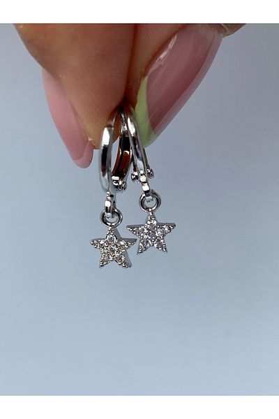 kurukafagift Star Stone Silver Color Mini Double Earrings