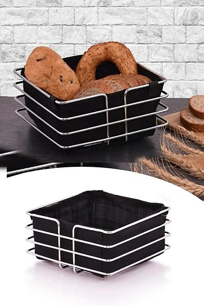 TncPatiShop Luxury Stainless Square Bread Basket