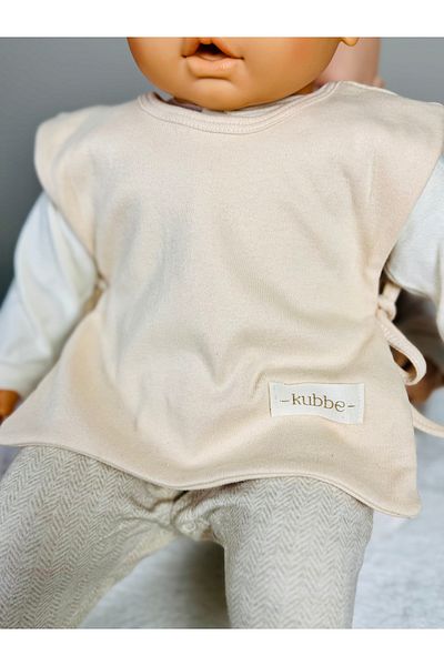 kubbe Cream Cotton Food and Drool Bib |   Modern Design, High Absorbency and Easy Dressing System