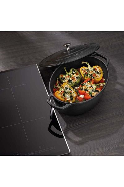 KELA Keck Lang Cast iron baking tray with lid CALIDO 29x23x11cm black