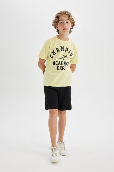 DeFacto Boy's 2-Piece Suit Crew Neck Printed Short Sleeve T-Shirt Shorts C2184A824Hs