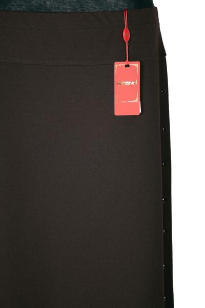Hermevsim Hesna Women's Epic Side Staple Detailed Lined Brown Skirt