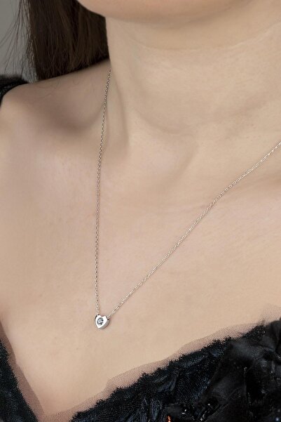 Swarovski Union Zirconia Kadın Kalp Montür Gümüş Kolye