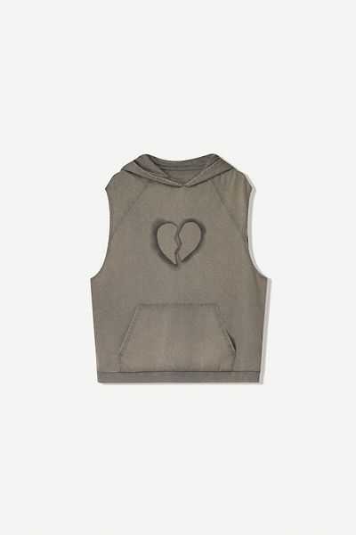 Bershka Printed hooded sleeveless T-shirt