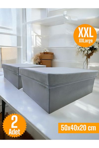 Balkan Room 2 Pieces Flip Lid Cabinet Organizer Box Multi-Purpose Storage Box Xxlarge 50X40X20 cm