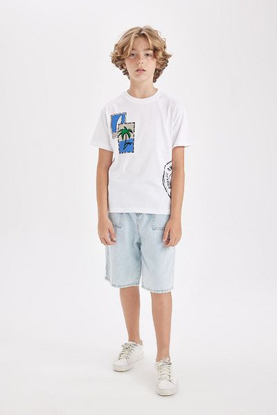 DeFacto Boy's Short Sleeve Printed T-Shirt - Crew Neck C4658a824hs