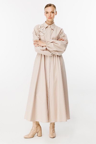 Ghisa Dress Beige Thick Stripes