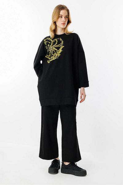 Ghisa Print Detailed Suit Black