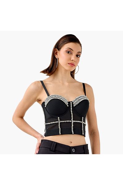 2Xtremz Embellished Strappy Crop Top