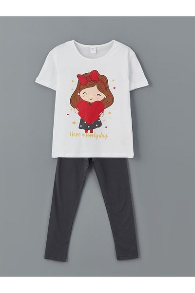 LC Waikiki Printed Girl's T-Shirt and Leggings 2-Pack