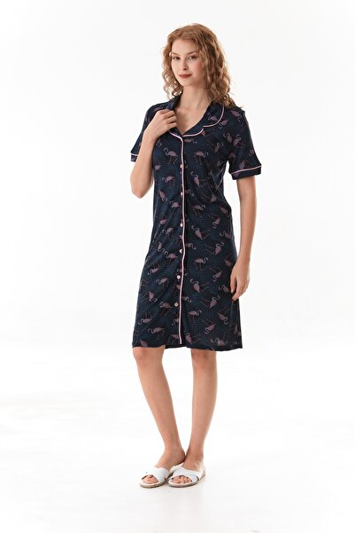 CALİA Жіноча довга нічна сорочка з віскозної тканини на ґудзиках (подарунок для сну)