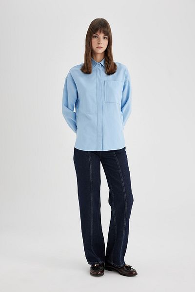 DeFacto Cămașă tunică cu mânecă lungă Poplin Relax Fit - C2538ax24sp
