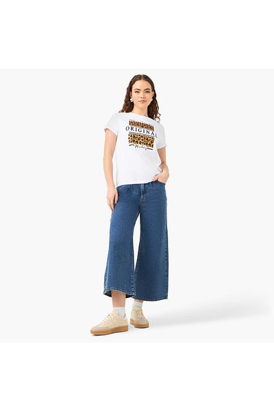 SP Characters Mickey Mouse Print T-shirt with Crew Neck