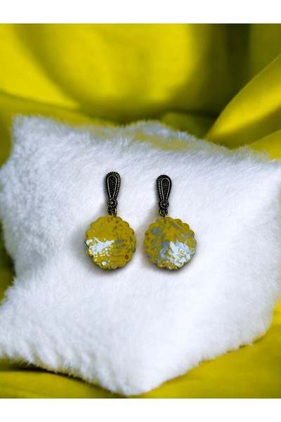 dela otantik Sarı Renkli Otantik Bohem Sallantılı Küpe. El Yapımı Bijuteri Hediye. Earrings Jewelry. Uzunluk: 4cm