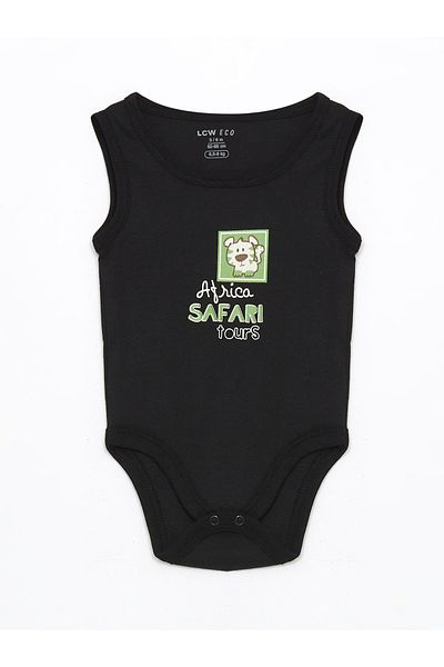 LC Waikiki Bedruckter Baby-Body mit Rundhalsausschnitt und Druckknopfverschluss