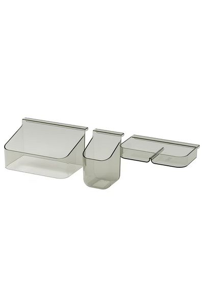 IKEA VISSLAÅN Drawer Organisers Set of 3 – Tray, Bottle & Toothbrush Holder, Grey (15.5x9.2x2.5 cm)