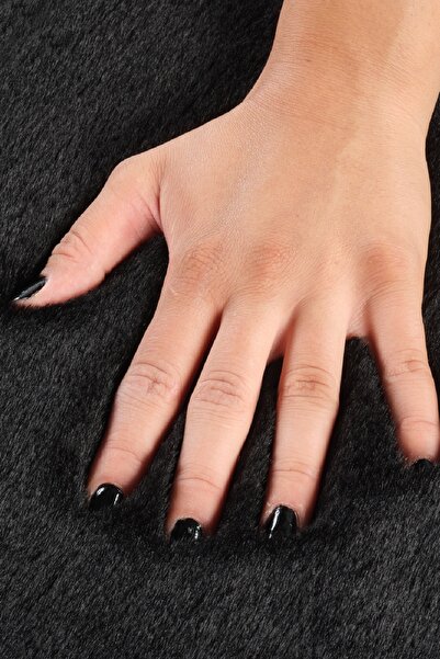 Kaşmir Halı 7/24 Cosy Premium Siyah Yumuşak Dokulu Salon Mutfak Halısı Yolluk