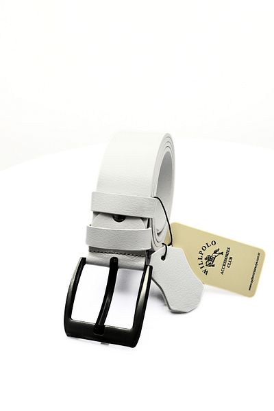 willpolo Genuine Buffalo Leather White Belt 4.3 cm for Jeans and Canvas.