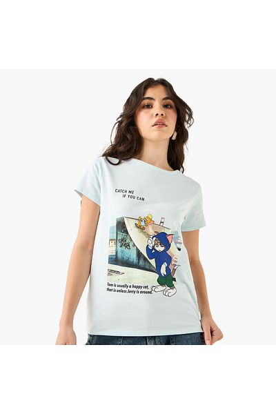 SP Characters Tom and Jerry Print Crew Neck T-shirt