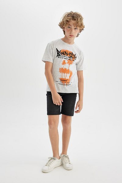 DeFacto Boy's Crew Neck Printed Short Sleeve T-shirt C4659a824sm