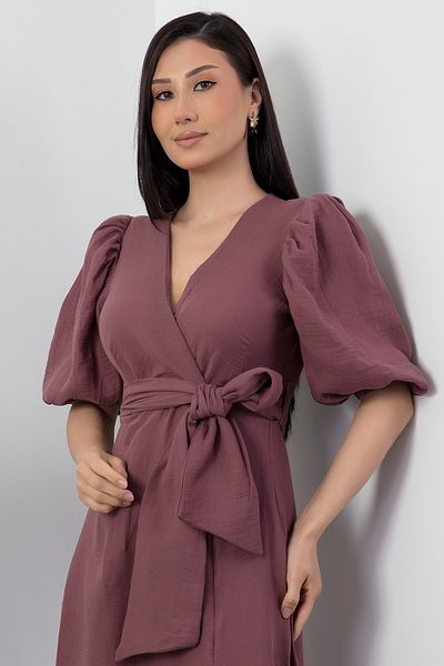 PULLIMM Rochie de in cu guler dublu cu cravată NY4558