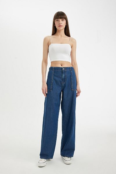 DeFacto Pantaloni de jeans cu picioare largi - talie normală, cu picioare late C4115AX24HS